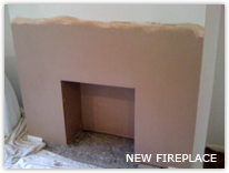 Fireplace plastered ready for log burner